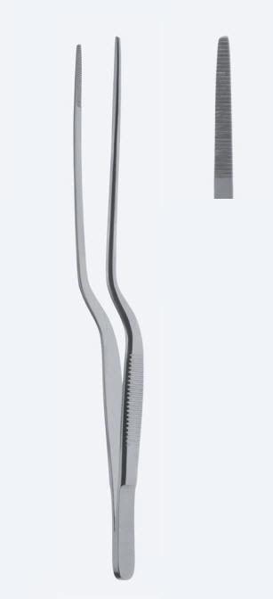 Пінцети, хірургічні, "Jansen", байонетної форми, прямі, кінчик 2,0 мм, загальна довжина 160 мм, 6 1/4". Бренд - Asanus Medizintechnik Gmb, Німеччина